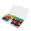 Miniatyrbillede 1 af 8: Bilsikringssæt - 24 stk. med opbevaringsboks, zinklegering - Inkluderer 20A, 30A, 40A, 50A, 60A, 70A bilsikringer