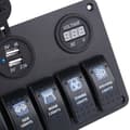 Miniatyrbillede 6 af 8: 6-vejs LED bådvippekontaktpanel USB-udtag cigarettænderstik voltmeter