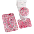 Miniatyrbillede 1 af 3: 3stk Badeværelses toilettæppesæt, skridsikker bademåtte Pink