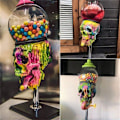 Miniatyrbillede 1 af 9: Bubble Gum Machine Färgglad Skull Candy Dispenser Halloween Desktop Ornament For Hem Vardagsrum Inredning