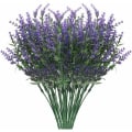 Miniatyrbillede 1 af 5: Kunstig lavendel blomsterbuket, 8 stk plastik lilla kunstig blomsterdekoration, til haven, DIY bryllup, kontor, boligindretning
