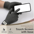 Miniatyrbillede 4 af 5: Strikkede handsker efterår og vinter herre plys fortykkede handsker varm uld touch screen handsker dark grey
