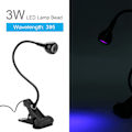 Miniatyrbillede 6 af 8: USB 3W UV-limlampe med klemme og switch - Ultraviolet LED lilla lys til reparation af telefoner