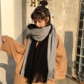 Miniatyrbilde 4 av 4: Imitasjon Cashmere Dam Höst Vinter Skjerf Filt Wrap Sjal Stole Varm Mjuk Tjock Härlig Blue and Grey 200*40CM (CM)