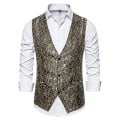 Pikkukuva 2 / 4: Miesten Single Breasted Vest Slim Fit Muodollinen print liivi S Gold