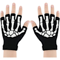 Miniatyrbild 1 av 5: Skeletthandskar-lysande Stretchy Costum Handskar Fingerless Skull Handskar Ett par