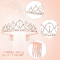 Miniatyrbillede 3 af 5: krystal tiara krone med kam til bryllupsfest fødselsdag krone