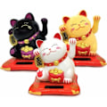 Pikkukuva 1 / 5: Lucky Cat, söpöt aurinkoenergialla toimivat Lucky Cat -koristeet kodin, toimiston, auton ja joulun sisustamiseen (valkoinen+musta+keltainen)