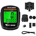 Miniatyrbillede 1 af 5: Solcelledrevet cykelcomputer Trådløs Vandtæt cykel Speedometer Kilometertæller Auto Wake Up Cykelcomputer - Sort - Sort