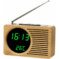 Miniatyrbild 1 av 5: Retro multifunktionell sängradio i trä, tyst väckarklocka för den lata, kreativa elektroniska presentklockan (prickat nät