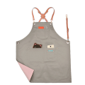 Miniatyrbild 1 av 4: Mode jeansförkläde, arbetskläder förkläde (Cross brown bälte canvas dubbelsidig grå rosa),