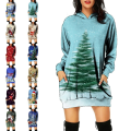 Miniatyrbillede 3 af 3: Kvinnor Jul Hooded Klänningar Långärmad Warm weatshirt Klänning Style I S