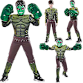 Miniatyrbilde 3 av 4: 2023 Barn Grön Giant Hero Muscle Halloween Kostymer Fancy Pojkar Superhjältar Karneval Cosplay Kläder Mask Barn Julklappar mask L