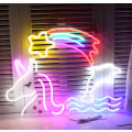Miniatyrbillede 3 af 5: LED neonlys, komplet udvalg af akryl-bagplader, natlamper til værelsesdekoration (bagplade - delfinblå)