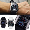 Miniatyrbilde 4 av 5: Män Mode Led Sport Gummi B Digital Week Date Dashboard Pattern Dial Black