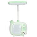 Miniatyrbillede 5 af 8: LED-børnebordlampe med TV-stilfod, fleksibel silikone-svanehals, USB-opladning, blødt lys til elevernes studie og arbejde, grøn