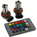 Miniatyrbilde 1 av 5: 2 pakke RGB H8/H11-tåkelyspærer Flerfarget RGB LED-tåkelys Kjørepærer Fjernkontroll H8/H11 erstatningslampe