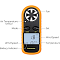 Miniatyrbillede 2 af 5: LCD Digital vindmåler Vindhastighedsmåler Luftstrømshastighedsmålingsindikator Termometer med baggrundsbelysning