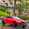 Pikkukuva 1 / 5: 1/32 HONDA Civic Typ R FK8 Legering Bilmodell Diecast Metal Leksaksfordon Bilmodell Simulointi Ljud Ljussamling Barnleksakspresent Red
