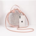 Pikkukuva 4 / 4: Pieni pyöreä kirkas Star Sequin Messenger Bag Sweet Hand Olkalaukku (vaaleanpunainen)