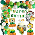 Pikkukuva 1 / 5: Viidakon syntymäpäiväkoristeet Boy Safari -syntymäpäiväkoristeet Happy Birthday -banneri
