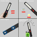 Miniatyrbilde 3 av 5: Oppladbart LED-arbeidslys, tofarget kombilys inspeksjonslampe 2 i 1 COB LED fakkellampe med dobbel magnet for A