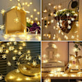 Miniatyrbild 2 av 5: Inomhusjulbelysning, BrizLabs 6M 40 LED Snowflake String Lights Batteridrivna Fairy Lights Dekoration för sovrum