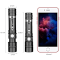 Miniatyrbillede 2 af 5: USB genopladelig LED-lygte, Versailles-lommelygte 350 lumen, IP65 vandtæt, 3 lystilstande, zoombar lommelygte til Ho
