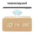 Miniatyrbillede 5 af 5: Digitalt vækkeur Med Trådløs Oplader Led Desktop Vækkeur Temperatur Display, Bronzer - Bronzer