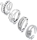 Dam Rostfritt Stål 4-delars Stapelbar Justerbar Fidget Ring Set