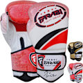 Miniatyrbild 1 av 4: Boxningshandskar - Farabi Sports - Pro Fighter - 14 OZ - Syntetläder - Unisex vit röd 14 OZ