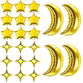Miniatyrbilde 1 av 3: (Gull) Måne Stjerneformede Ballonger Stor Størrelse Gigant Mylar Heliumballonger Feire Baby Shower Bar Th