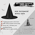Pikkukuva 2 / 5: 12 kpl Halloween Musta Noitakypärä Koristeet, Paksuuntuneet Riippuvat Noitakypärät Irtotavarana Pukuvaruste, Leijuva Noitakypärä w