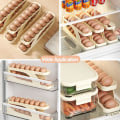 Miniatyrbilde 3 av 5: (2 stk) Dobbeltlags eggbeholder for kjøleskap, automatisk rullende eggbeholder,