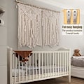 Miniatyrbillede 3 af 4: Stor Makrame Væghængning 150*110cm Boho Tapet Vægdekoration - Bomuld Tassel Makrame Gardin Beige Chic Bohemian W