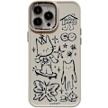 Miniatyrbilde 1 av 5: Designet for iPhone-deksel, Søt Katt Sommerfugl Stjerne Lykke Linjetegning Mykt Telefondeksel (Hvit, for iPhone 16 Pro Max)