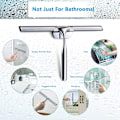 Miniatyrbilde 4 av 4: Dusj-squeegee i rustfritt stål, silikon dusj-squeegee med krok, ingen boring, vindusvasker for bad, speil, fliser