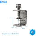 Miniatyrbilde 2 av 5: 3 stk 65mm Heavy Duty 304 Rustfritt Stål C-Klemmer, for Stramming av Fuger, Klemmer og Strammeelementer,