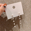 Miniatyrbilde 2 av 4: Perleøredobber for kvinner 14k gull perle dråpe dinglende øredobber hvite justerbare nette boho perle dusk øredobber statement bryllup brude øredobber som G