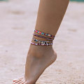 Miniatyrbillede 4 af 5: 15-30cm Vandtætte Snore Anklets Boho Lerperle Ankelarmbånd Søde Klud Rustfrit Stål Mønt Anklet Sæt Strand Sommer