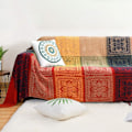 Miniatyrbild 5 av 5: 150cmx190cm Bohemisk Tribal Pläd, Vändbar Färgglad Röd Blå Boho Hippie Chenille Jacquard Tyg Pläd