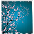 Miniatyrbilde 2 av 5: Japansk Dusjforheng, Sakura Bloom Mønster, Stoffsett