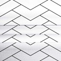 Miniatyrbillede 5 af 5: Sort og hvid bruseforhæng i stof med geometrisk V-design med Ste