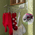 Miniatyrbild 2 av 4: Väggmonterad Vikbar Sockhållare, Badrum Balkong Vikbar Klädhängare, Sockhållare för Torkning av Handduk BH Underkläder Sock