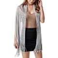Miniatyrbillede 2 af 4: Dame Tassel Sjal til Aften, Fest, Bryllup med Trykknapper Silver