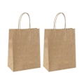 Miniatyrbilde 3 av 6: Brun med håndtak, hvite papirposer i bulk 40 stk 21*27*11cm, gaveposer i bulk, brun, hvitt kraftpapir