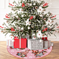 Miniatyrbillede 4 af 5: 1 stk Juletræsskørt Pink Træskørt Glitter Nisser Snefnug Jul Vinter Træskørt 48 Tommer til Pink Jul I