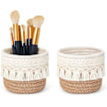 Miniatyrbillede 1 af 5: Sæt med 2 Makeupbørste Opbevaringskurve - Opbevaringskurve til Hjemmet - Mini Boho Stil Opbevaringskurv - 10 x 10 cm