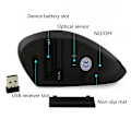 Miniatyrbillede 5 af 5: Vertikal trådløs computer gaming mus 2.4 DPI 5D optisk USB ergonomisk mus til pc bærbar