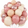 Miniatyrbild 1 av 5: Retro Blush Rosa Ballonger, 60 Pack 12 Tum Dammrosa Metallisk Krom Roséguld Vit Sand Naken Ballonger för Bröllopsfest